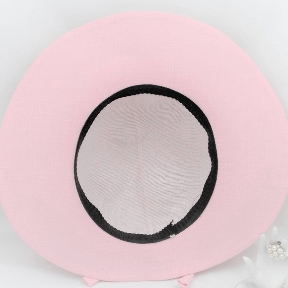 Tapered Wide Brim Pink Linen Hat, Spring and Summer Hat, Stiff Brim Linen Hat - Picture 5 of 5